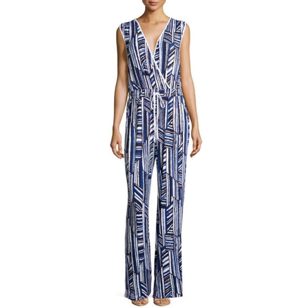 NEW! Neiman Marcus Print Wrap Sleeveless Jumpsuit